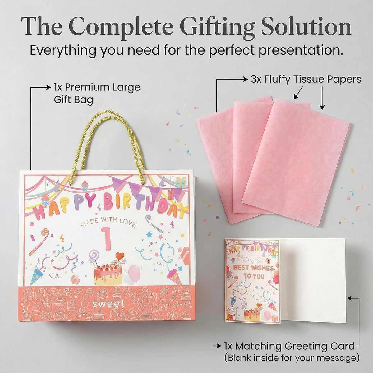 BOPLYBAY pink first birthday gift bag set for girls – view 7