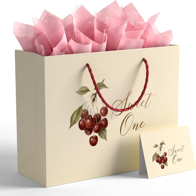 BOPLYBAY Sweet One cherry first birthday gift bag set