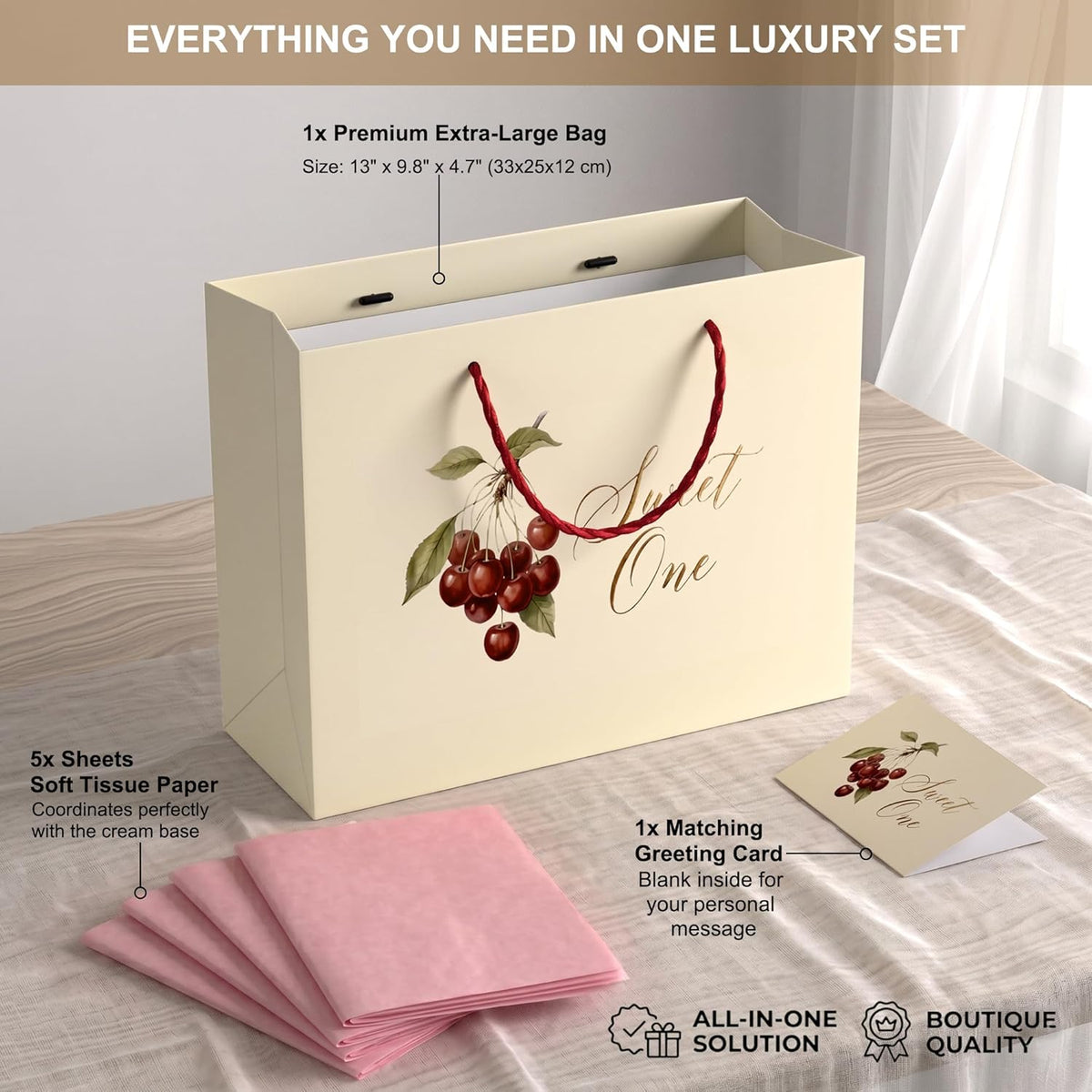 BOPLYBAY Sweet One cherry first birthday gift bag set – view 2