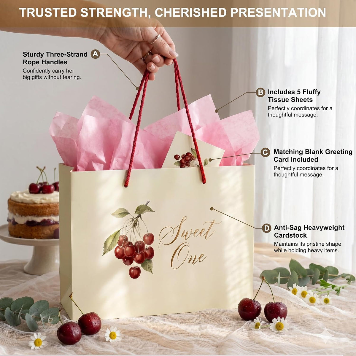 BOPLYBAY Sweet One cherry first birthday gift bag set – view 6
