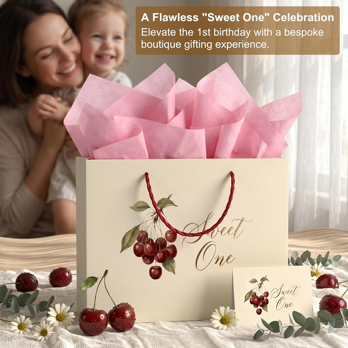 BOPLYBAY Sweet One cherry first birthday gift bag set – view 7