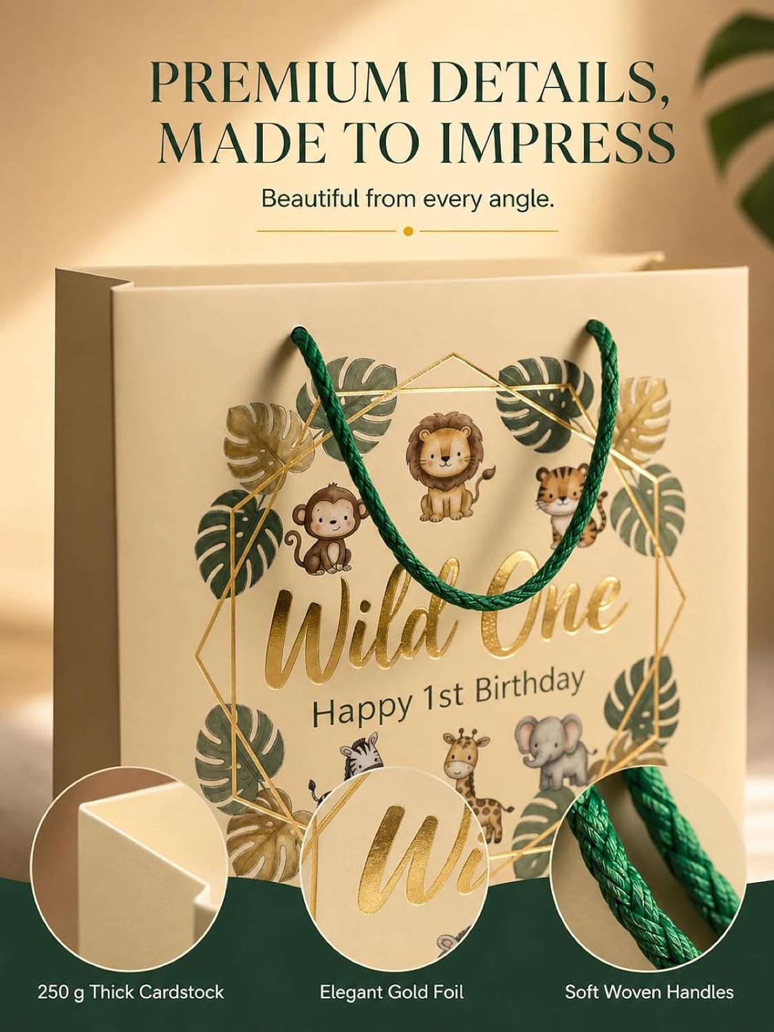 BOPLYBAY Wild One safari first birthday gift bag set – view 2