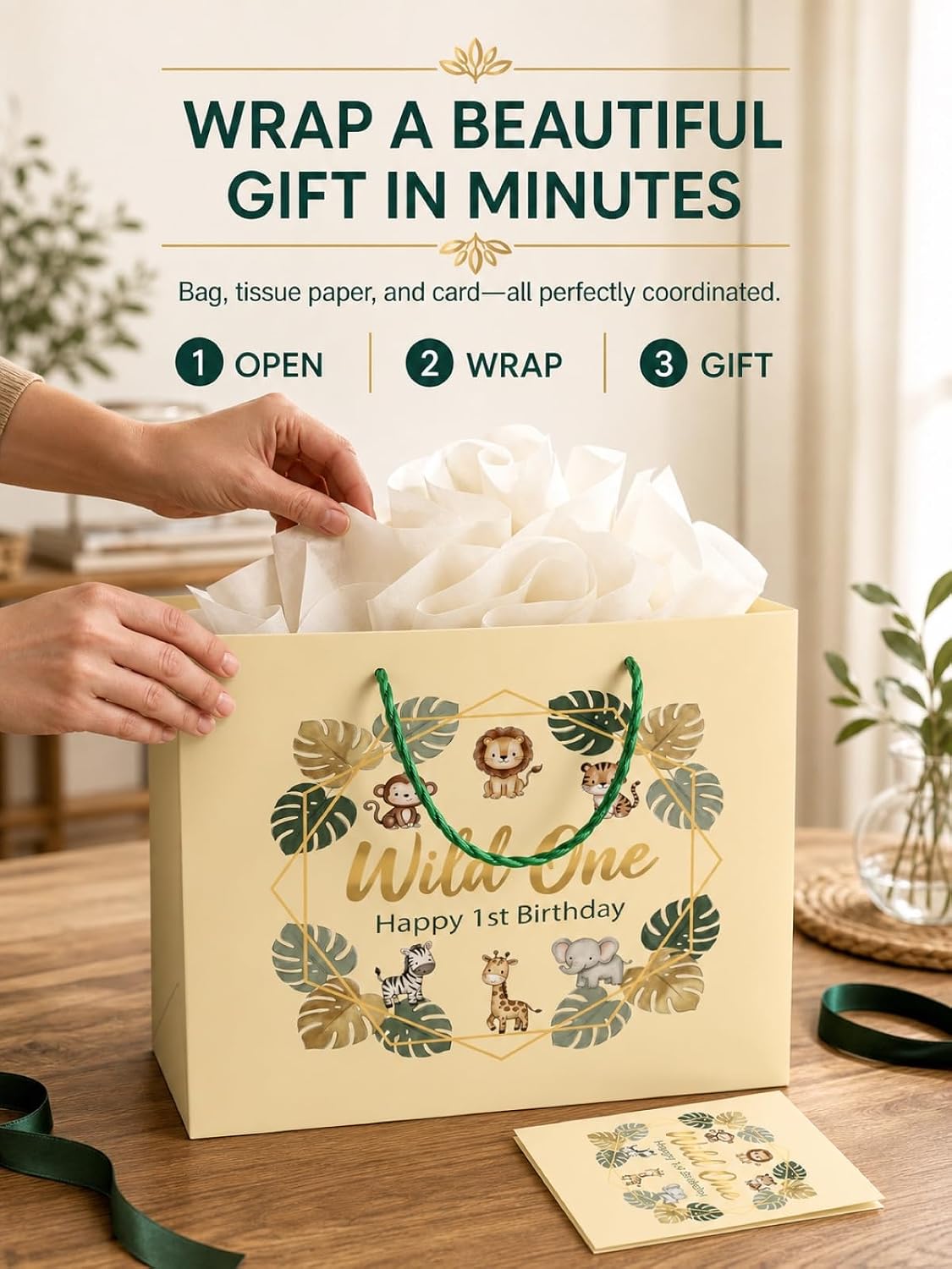 BOPLYBAY Wild One safari first birthday gift bag set – view 3