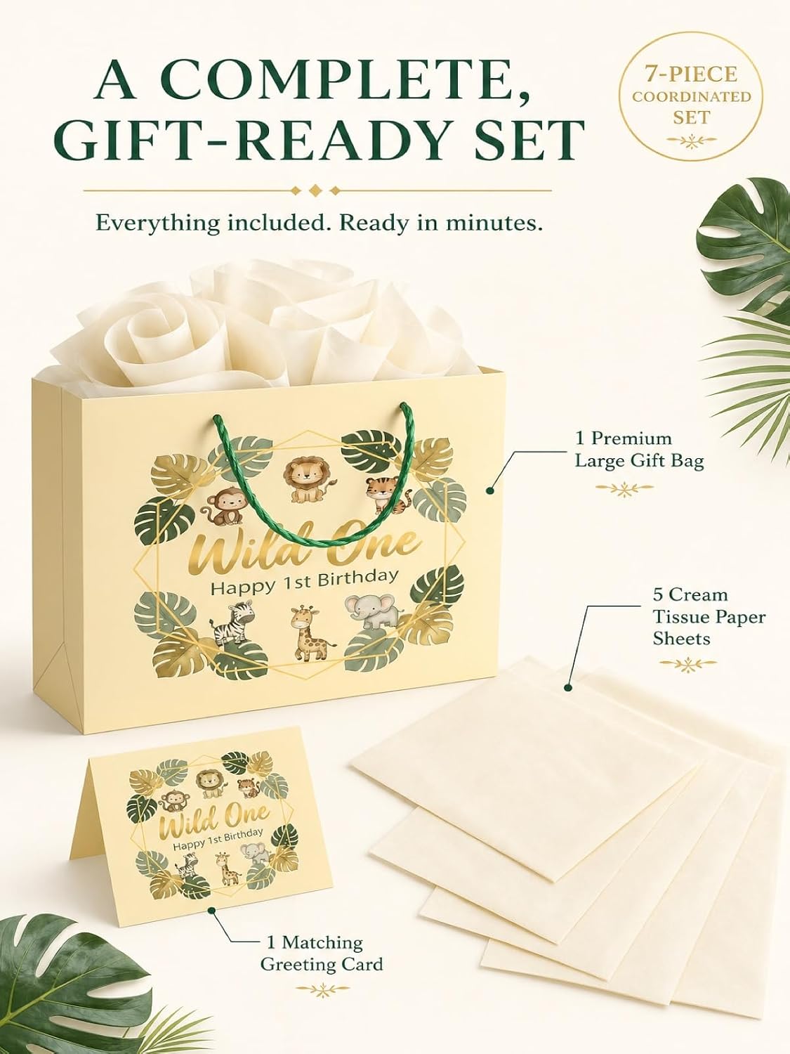 BOPLYBAY Wild One safari first birthday gift bag set – view 5